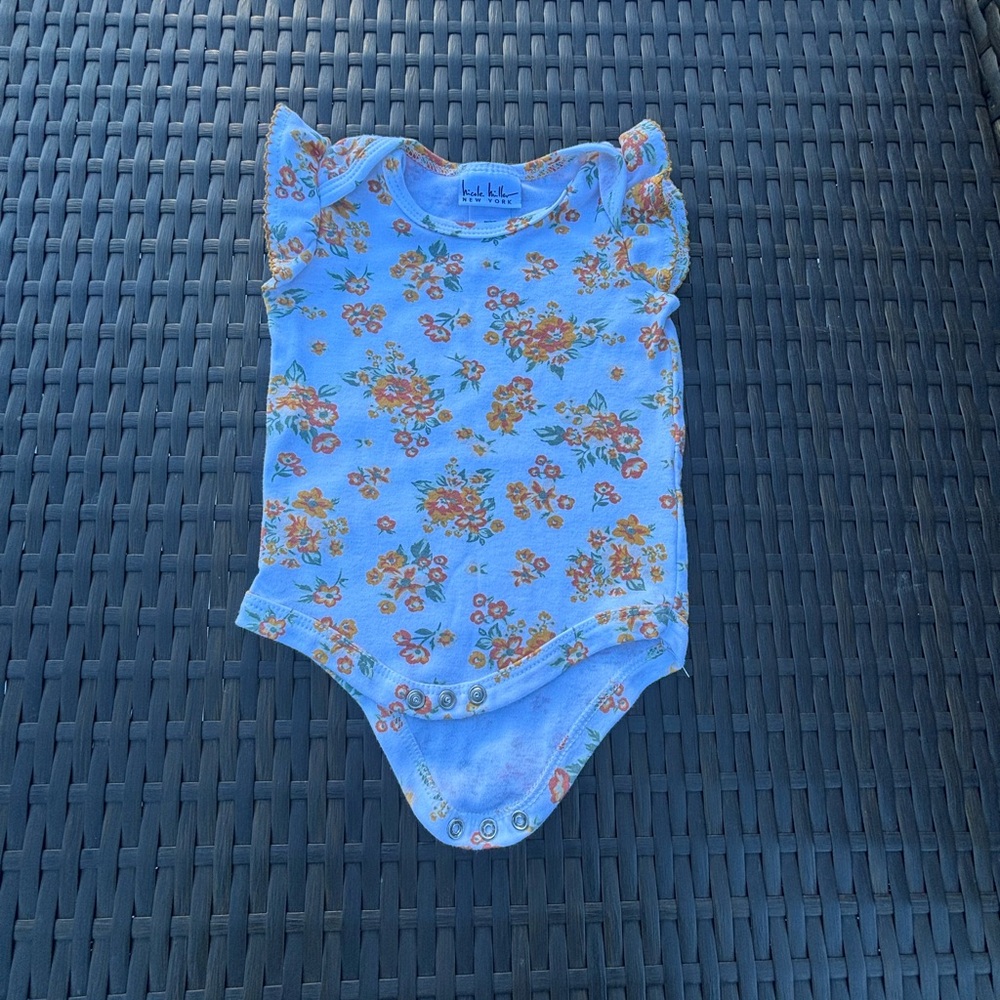Floral Blue Kids Blouse with Ruffles